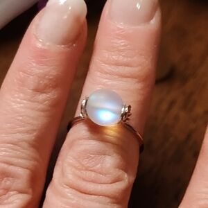 Frosted Aura Quartz Mystic Ring Size 7 Handcrafted